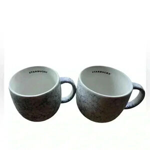 Set of Two STARBUCKS Ltd Edition Ceramic Coffee Cup 14oz Stone/Marble White Blue